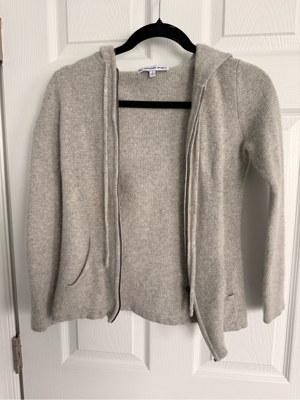 Vince Cashmere-Blend Light Gray Zip Hoodie